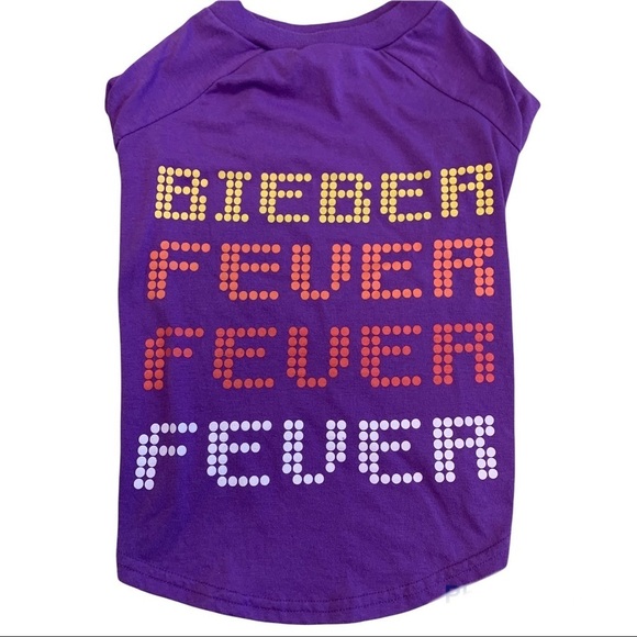 Bieber Fever small dog breed purple t-shirt size large - Picture 7 of 7